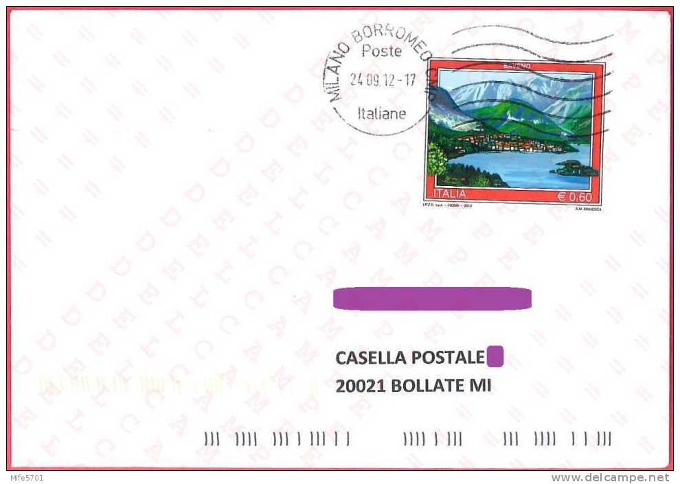 Francobollo: IL TURISMO - BAVENO (VB) - 2012 - EURO 0,60 - SASSONE 3331 - SPEDITO A CASELLA POSTALE - 2011-20: Marcofilie