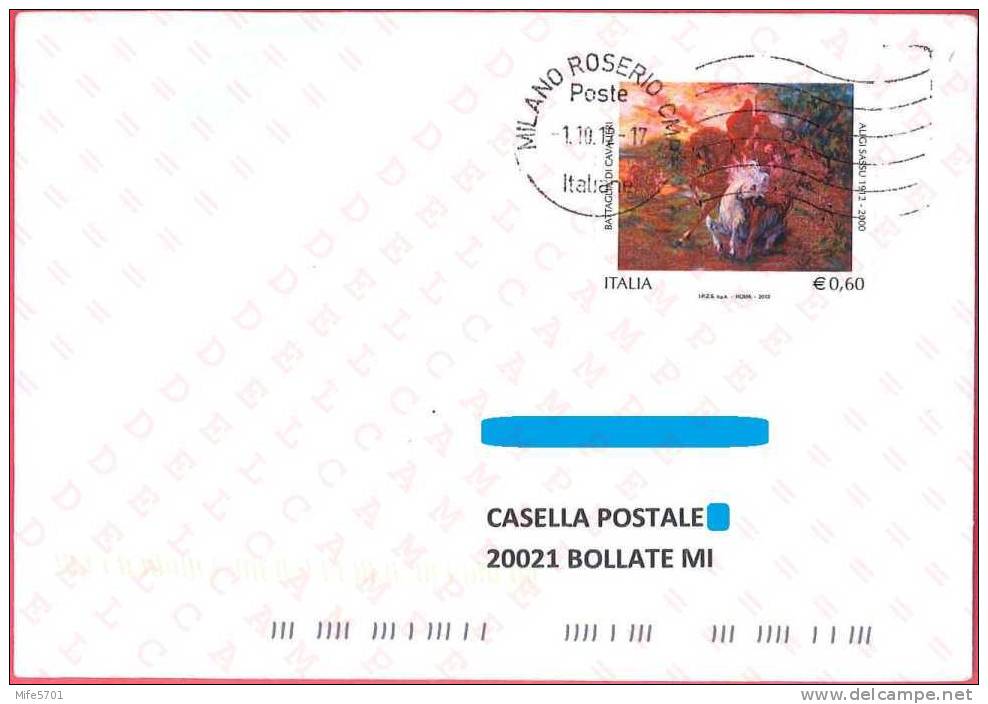 Francobollo: CENTENARIO NASCITA ALIGI SASSU - 2012 - Euro 0,60 - SASSONE 3330 - SPEDITO A CASELLA POSTALE - 2011-20: Cartas & Documentos