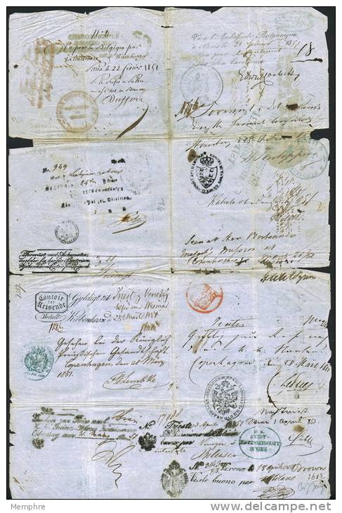 BRITISH PASSPORT  Issued In PARIS 1850 - Covered Both Sides With VISAS --See List - Historical Documents