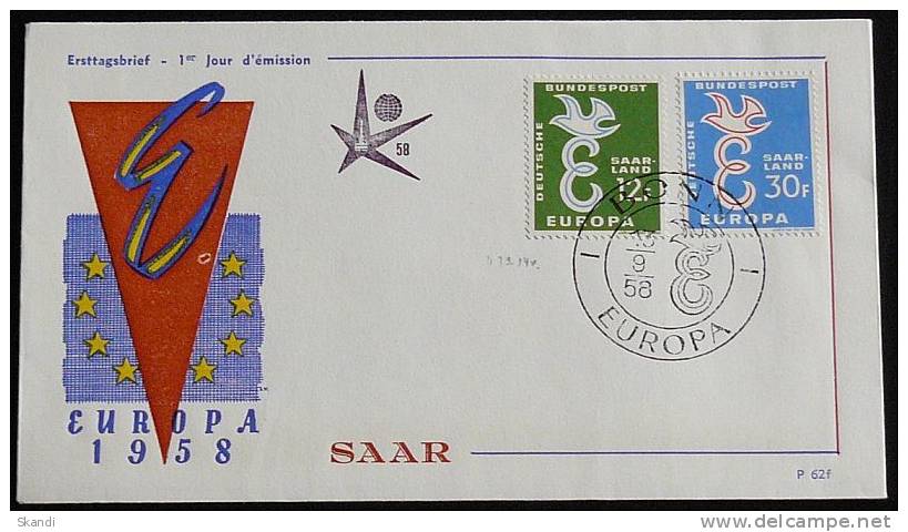 SAARLAND 1958 Mi-Nr. 439/40 CEPT FDC - 1958