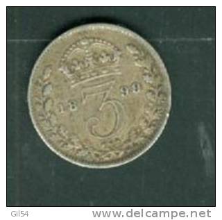 GREAT BRITAIN 3 PENCE 1899 COIN SILVER - ARGENT - Ah7302 - F. 3 Pence