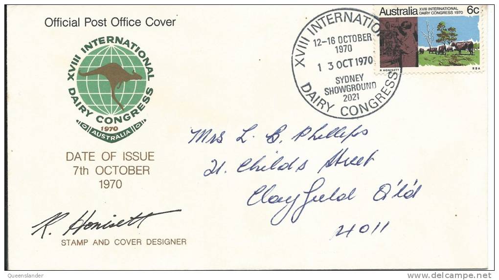 XV111 International Dairy Congress Sydney 1970 13 Oct  Special Postmark Sydney Showgrounds - Poststempel