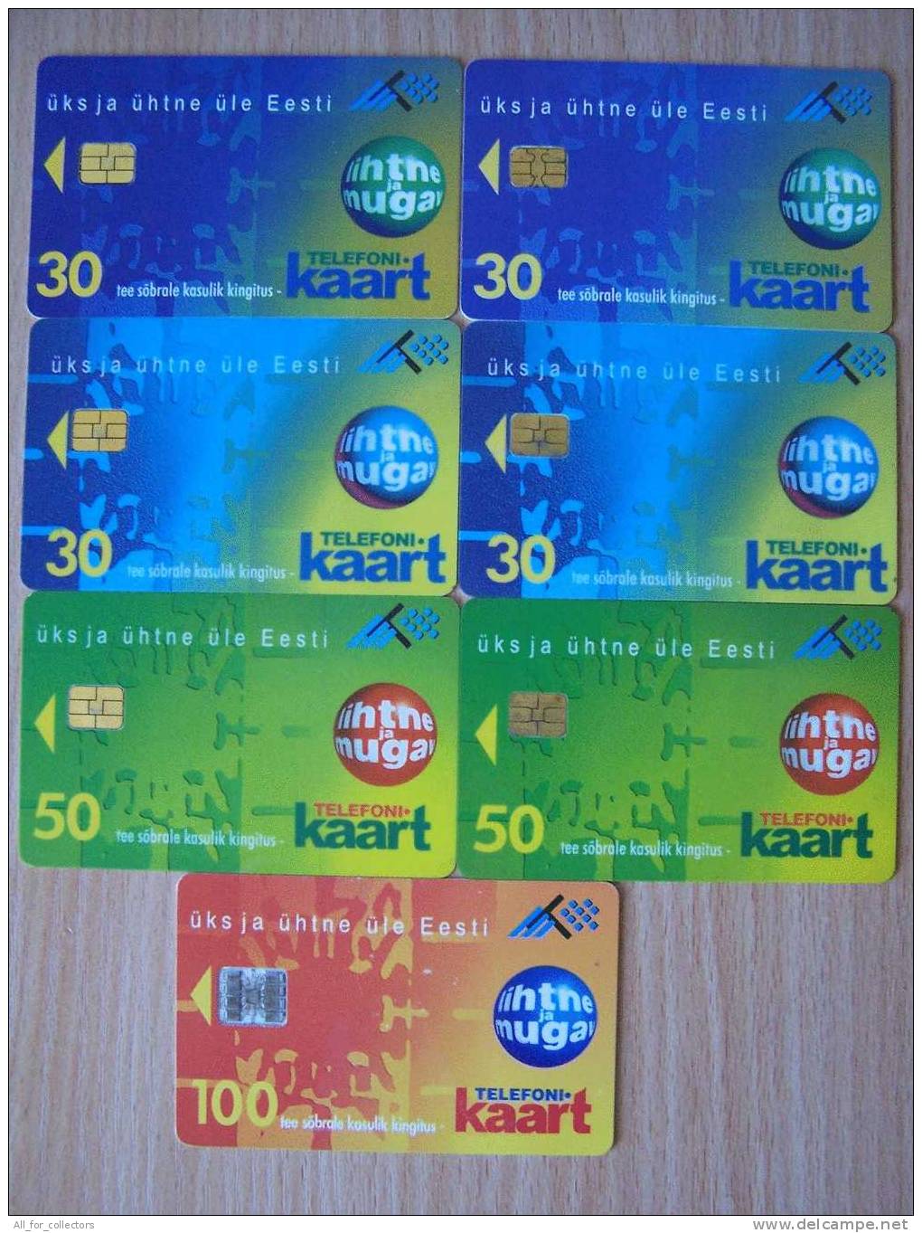 Collection Of 7 DIFFERENT Chip Definitive Issue Cartes From Estonie Estland Phone Cards Karten 1996 - Collections