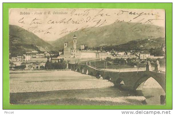 PIACENZA BOBBIO PONTE DI S. COLOMBANO CARTOLINA FORMATO PICCOLO VIAGGIATA NEL 1936 - Altri & Non Classificati