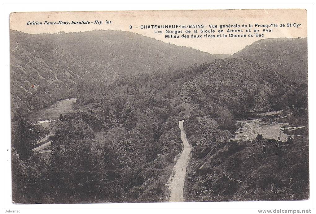 CPA 63 Puy De Dôme Chateauneuf Les Bains Vue Générale De La Presqu´ile De St Cyr édit Faure Nony N°3 Non écrite - Autres & Non Classés