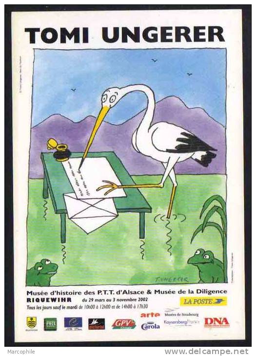 TOMI UNGERER - GRENOUILLE - CIGOGNE - RIQUEWIHR / 2002 CARTE POSTALE MUSEE DES PTT (ref 3595) - Ungerer