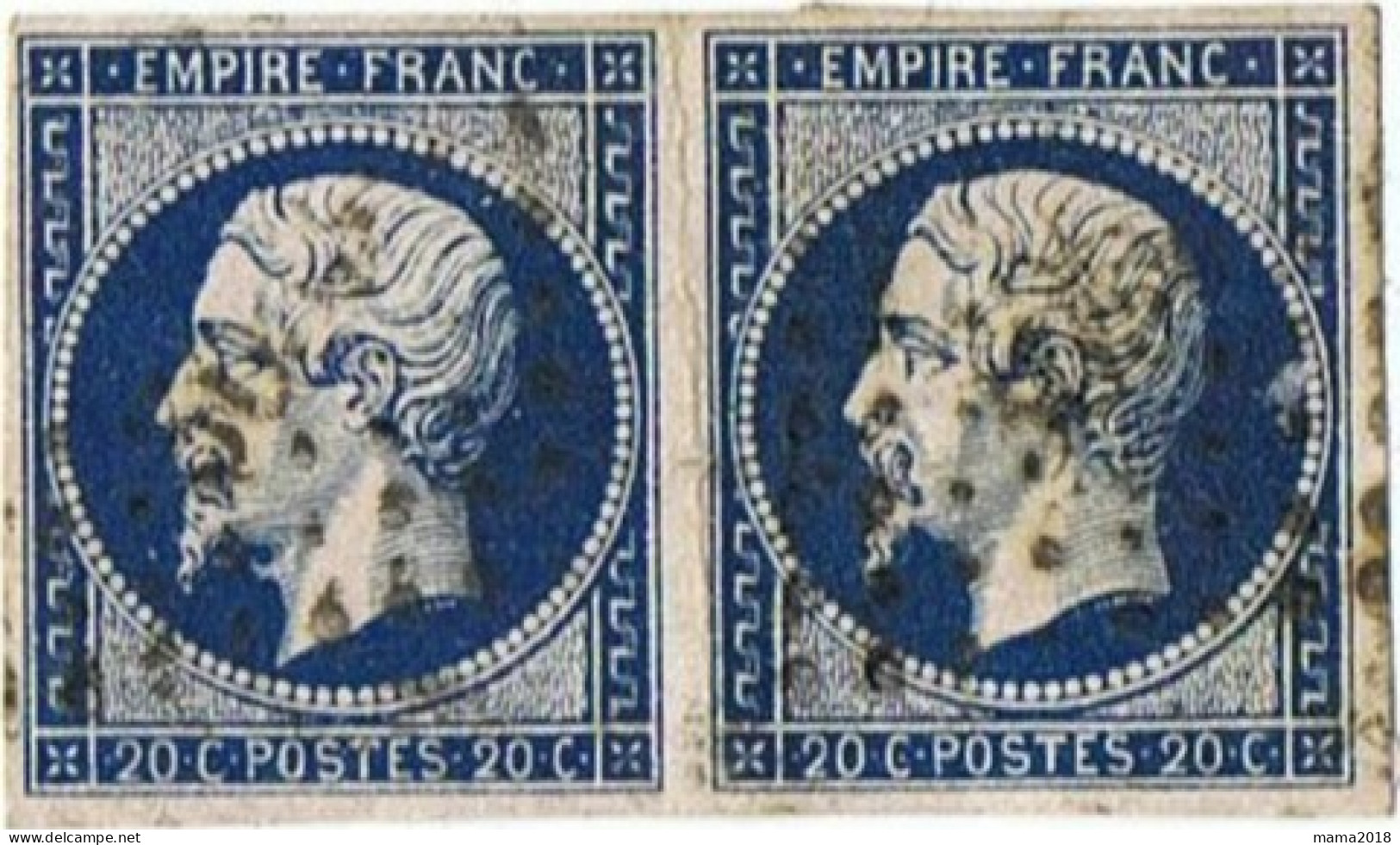 Napoléon  Non _dentelé   Double  Bleu Foncé - 1872-1920