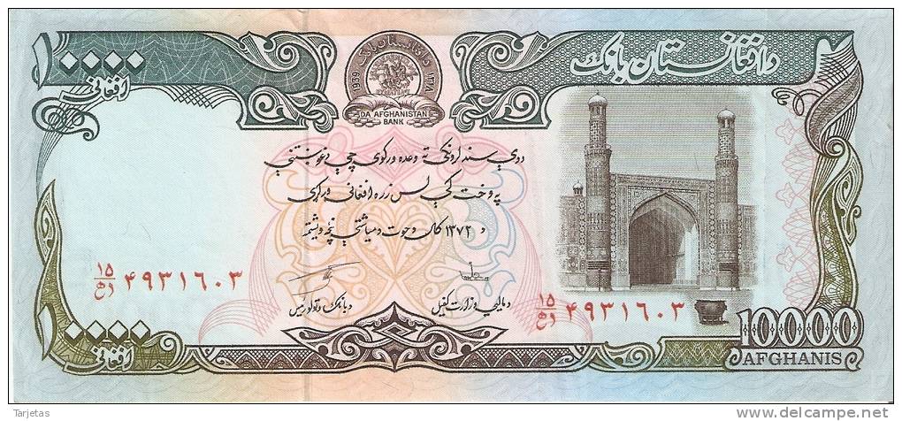 BILLETE DE AFGANISTAN DE 10000 AFGHANIS  (BANK NOTE) - Afghanistán