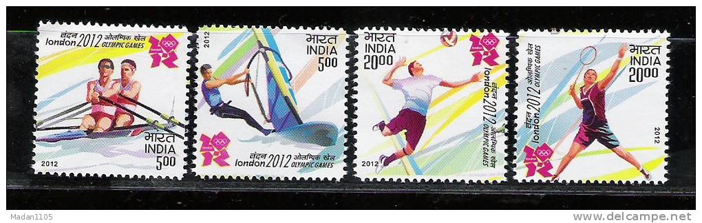 INDIA 2012  Olympic Games, Olympics,  London . Set Of 4 Stamps, MNH(**) - Unused Stamps