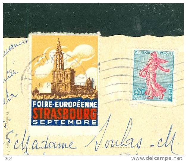 Vignette Au Dos D'une Carte , " Foire Européenne Strasbourg Septembre" 1962 Oblitéré Poste Aux Armées  Am3009 - Briefe U. Dokumente