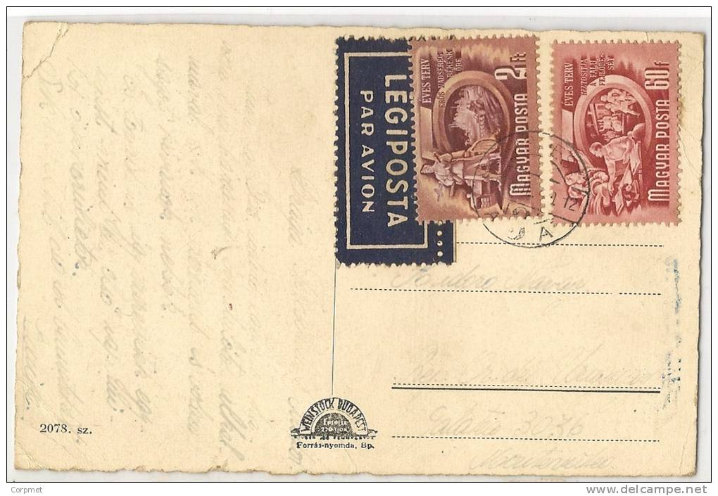 HUNGARY - 1951 POSTCARD  To MONTEVIDEO - Yvert # 933 -936 - Cartas & Documentos