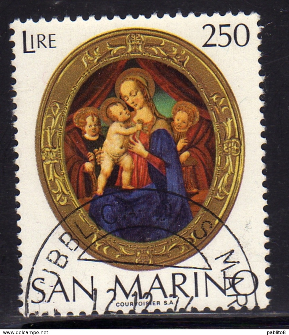 REPUBBLICA DI SAN MARINO 1974 NATALE CHRISTMAS NOEL WEIHNACHTEN NAVIDAD LIRE 250 USATO USED OBLITERE' - Used Stamps
