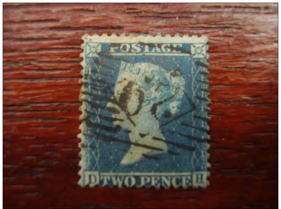 Great Britain 1841 TWO PENCE BLUE USED With HINGE Letters D H With Cancel Horizontal Oval 29. - Usados