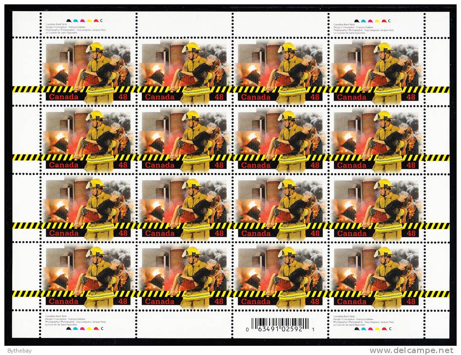 Canada MNH Scott #1986 Complete Sheet Of 16 48c Firefighter Carrying Victim - Canada's Volunteer Firefighters - Full Sheets & Multiples