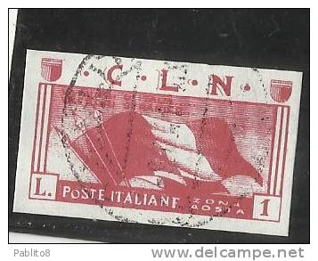 EMISSIONI LOCALI CLN AOSTA LIRE 1 NON DENTELLATO USED - Comitato Di Liberazione Nazionale (CLN)