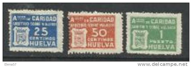 1137--SELLOS BENEFICOS CARIDAD HUELVA ARBITRIO VIAJEROS GUERRA CIVIL,NUEVOS. -BENEFICIAL CHARITY STAMPS HUELVA DISCRETIO - Emisiones Nacionalistas