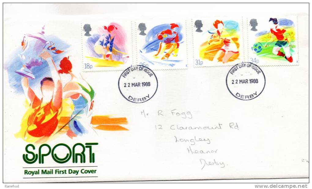 GREAT BRITAIN 1988 FDC SPORT - 1981-1990 Decimal Issues