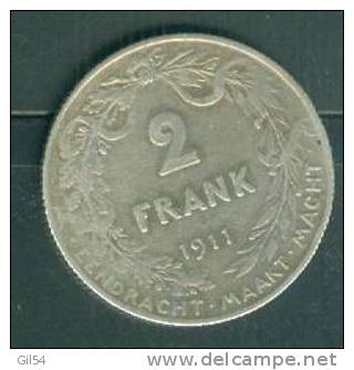 Belgique 2 Francs , " Frank "  Argent , Silver, 1911 , Albert 1er      - Ah7409 - 2 Francs