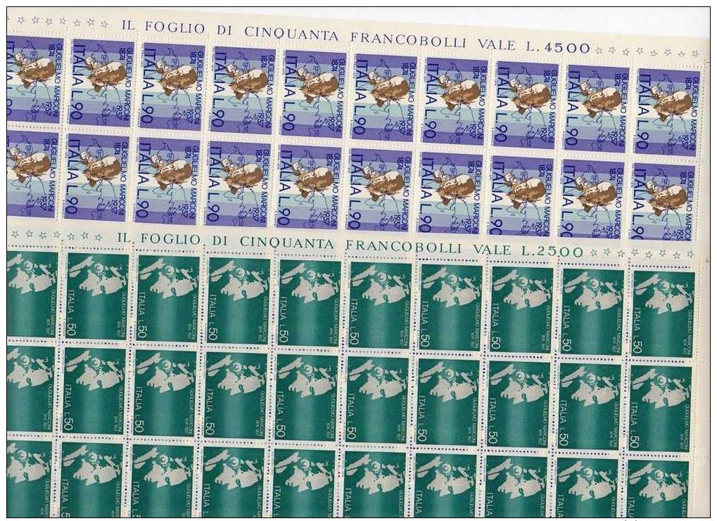 1974 FOGLI INTERI  GUGLIELMO MARCONI ** - Full Sheets