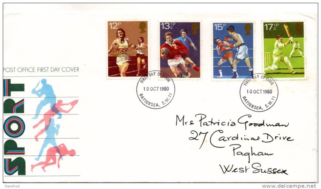 GREAT BRITAIN 1980 FDC SPORTS - 1981-1990 Decimal Issues