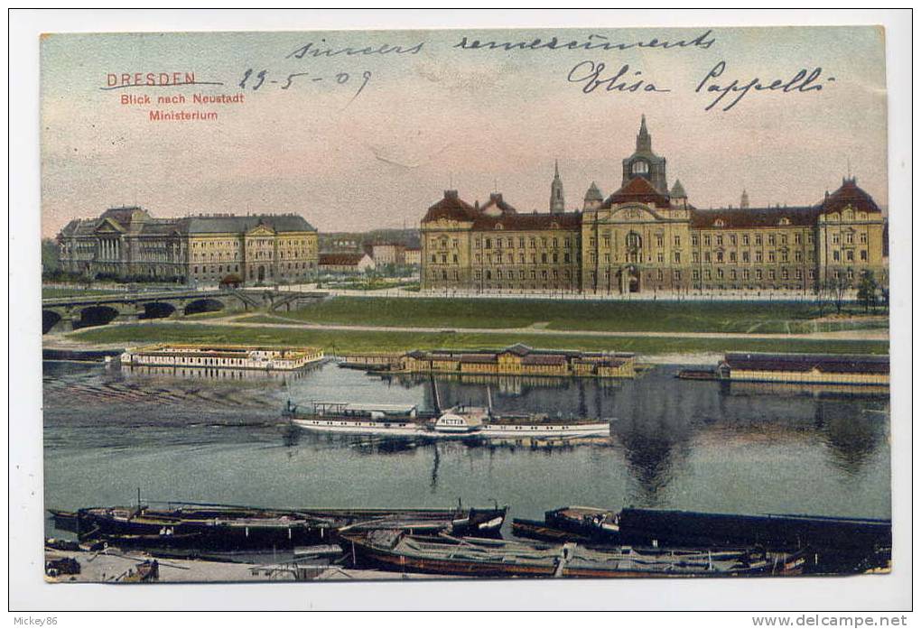 Allemagne--DRESDE--DRESDEN--1909--Blick Mach Neustadt Ministerium (bateaux ,péniches) N° 237 éd Trinkler - Dresden