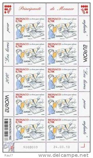 EUROPA - 2010 //  MONACO  // 2 Feuillets NEUFS ** (2 MNH Sheet)  Livres Pour Enfants - 2010