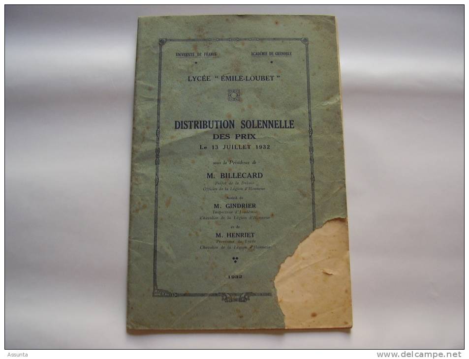Valence Drôme : Lycée Emile Loubet ; Distribution Des Prix 1932 - Rhône-Alpes