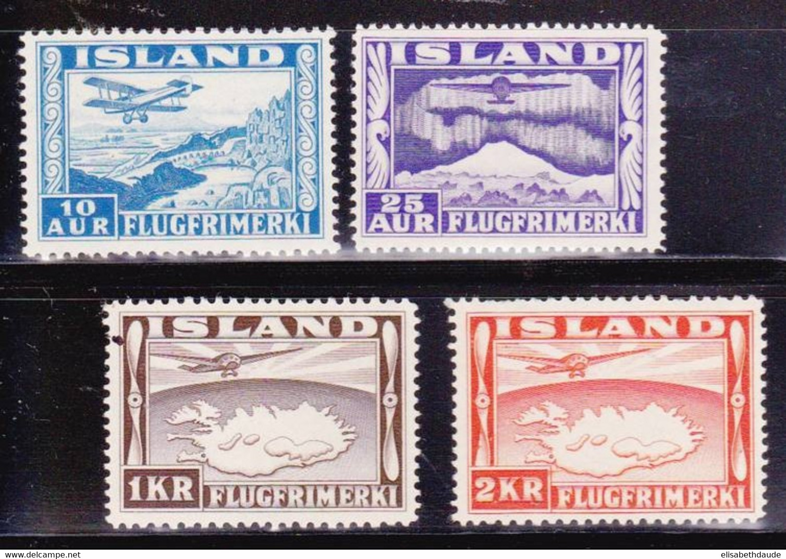 ISLANDE - 1934 - POSTE AERIENNE - YVERT N°15+17+19+20 ** MNH - COTE = 95 EUR. - - Luchtpost