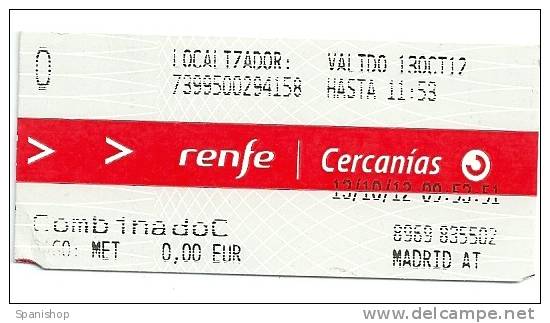 Ticket Renfe Spain Train Cercanias - Europa