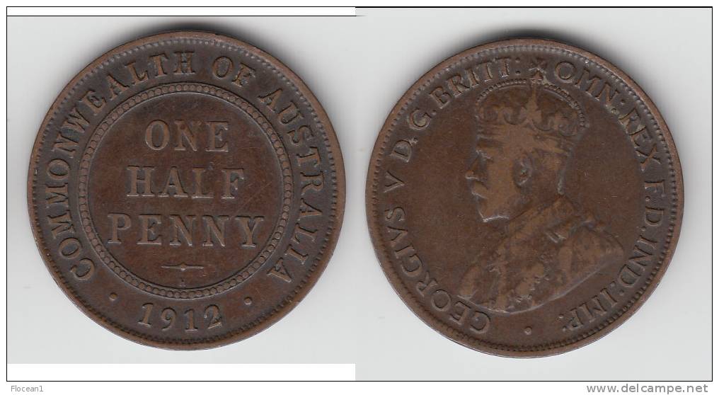 AUSTRALIE - AUSTRALIA **** 1/2 - HALF PENNY 1912 GEORGE V **** EN ACHAT IMMEDIAT !!! - ½ Penny