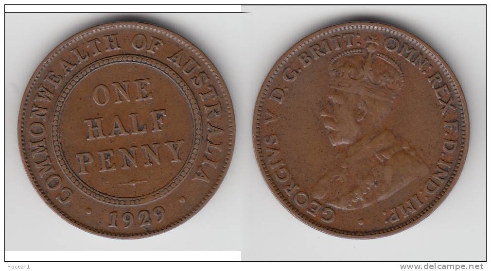 AUSTRALIE - AUSTRALIA **** 1/2 - ONE HALF PENNY 1929 GEORGE V **** EN ACHAT IMMEDIAT !!! - ½ Penny