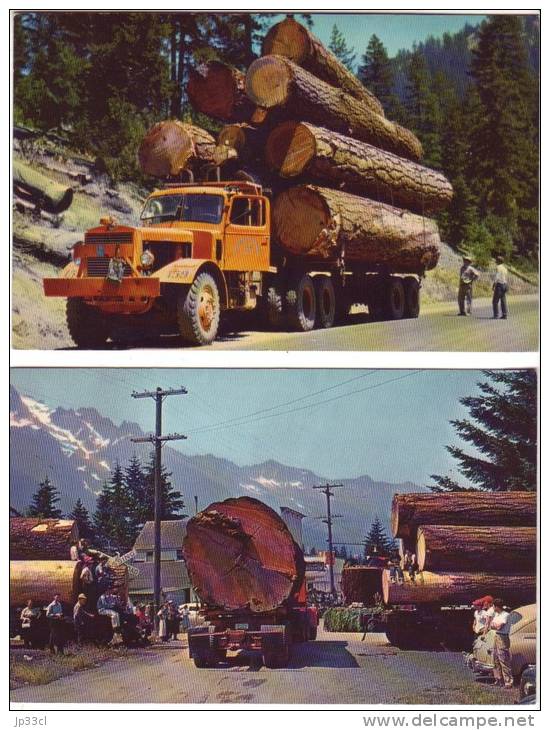 Bois Logs Logging Trucks In The West (Oregon, California)  - Lot De Deux CP - Autres & Non Classés