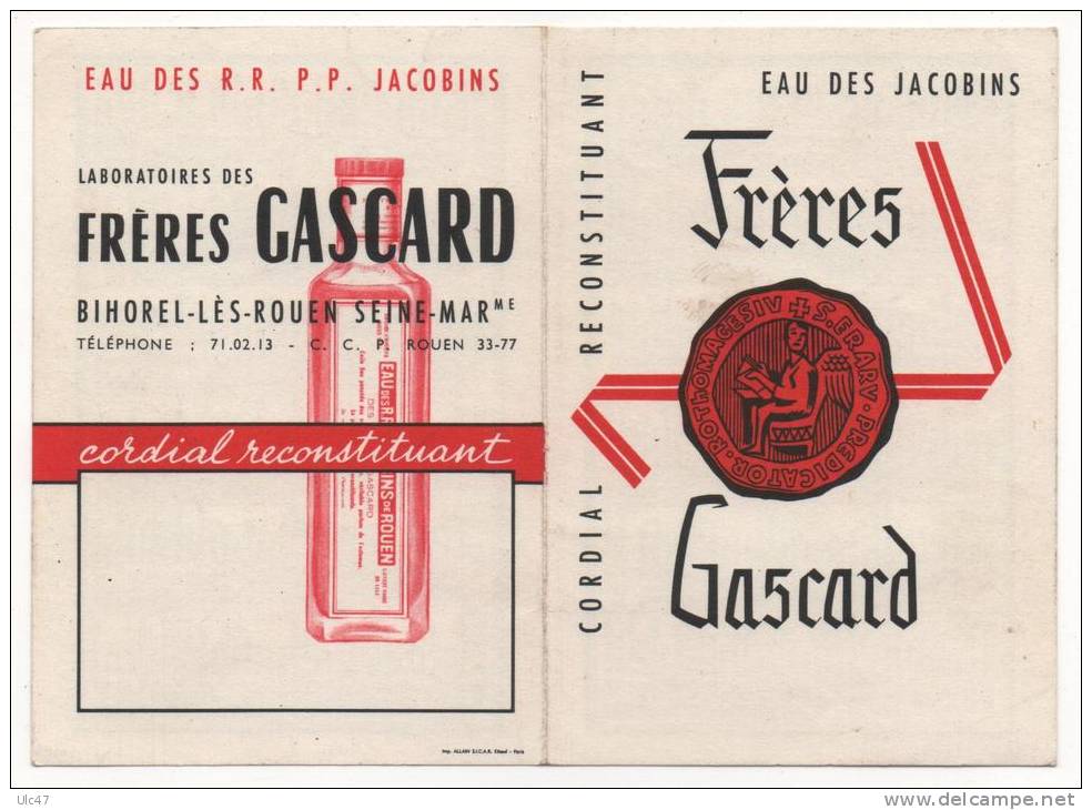 Calendrier 1959 - Laboratoires Des FRERES GASPARD à BIHOREL-LES-ROUEN - - Petit Format : 1941-60