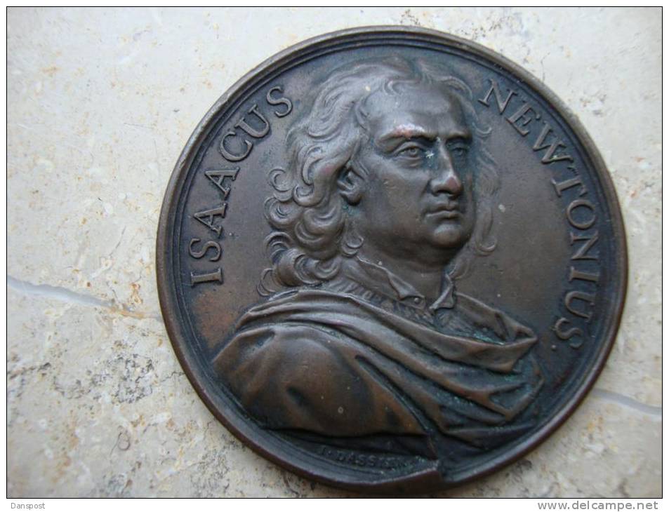 Genfer Münzmeister Jean Dassier Medaille Isaac Newton 1642-1726 - Otros & Sin Clasificación