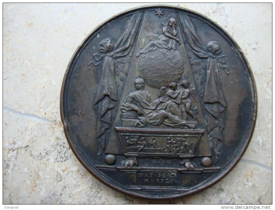 Genfer Münzmeister Jean Dassier Medaille Isaac Newton 1642-1726 - Otros & Sin Clasificación