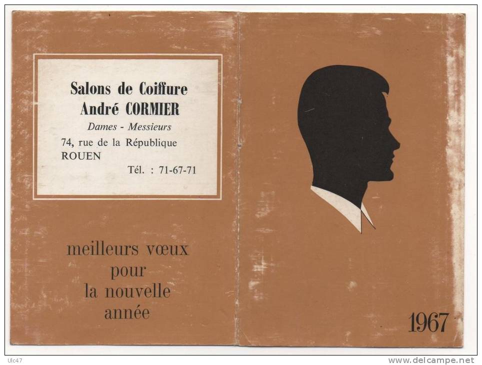 - Calendrier 1967 - Salon De Coiffure, André CORMIER à ROUEN. - - Petit Format : 1961-70