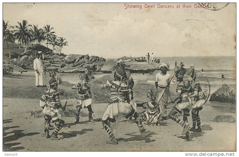 Showing Devil Dancers At Their Dances  No 59 Platé And Co P. Used - Sri Lanka (Ceylon)