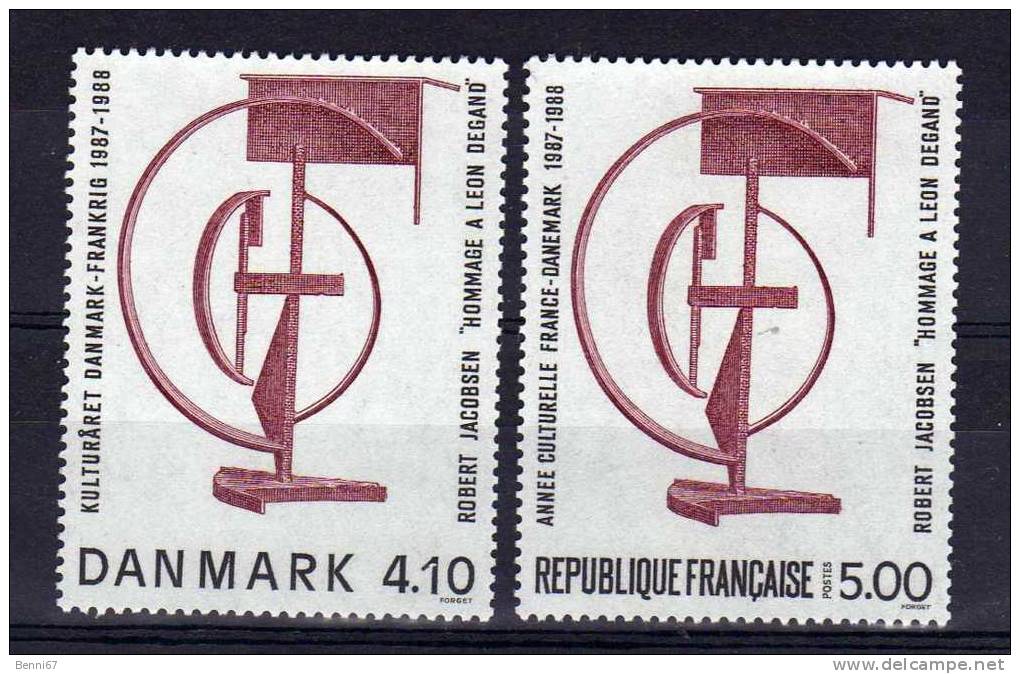 FRANCE DANEMARK 1988 Année Culturelle Robert Jacobsen Yv 2551 Et Yv 931 MNH ** - Joint Issues