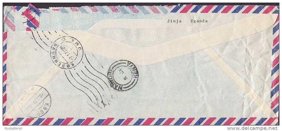 ## Kenya Airmail Par Avion EXPRESS Label Mult Franked NAIROBI 1970 Cover Brief To Denmark Anti-Apartheid Year - Kenia (1963-...)