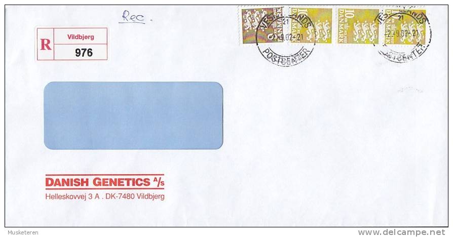 ## Denmark DANISH GENETICS A/s Registered Recommandée Einschreiben VILDBJERG Label 2002 Cover Brief High Value Franking - Lettres & Documents