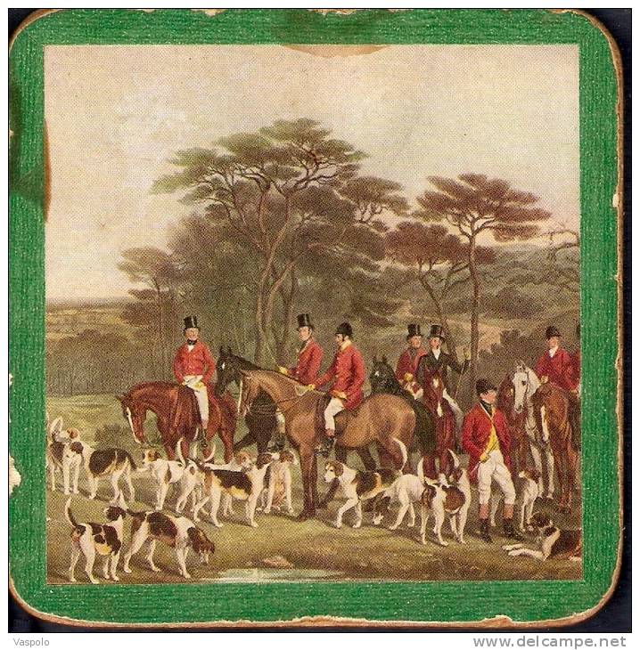 3 VERY NICE VINTAGE BEERMATS:COASTERS:HUNTING WITH DOGS AND HORSES - Sous-bocks