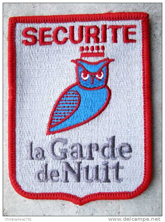 INSIGNE EN TISSUS PATCH AGENCE DE SECURITE GARDE DE NUIT (HIBOU / CHOUETTE)   ETAT EXCELLENT - Police