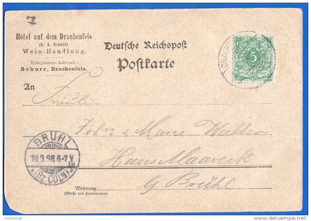 Deutschland; Königswinter; Drachenfels; Litho; Gruss Aus AK; 1898 - Koenigswinter