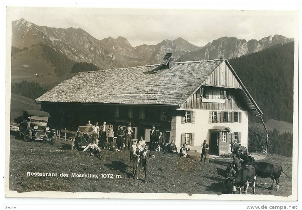 Cerniat - La Valsainte, Restaurant Des Mossettes, 1934, Animée Véhicules Anciens - Cerniat 