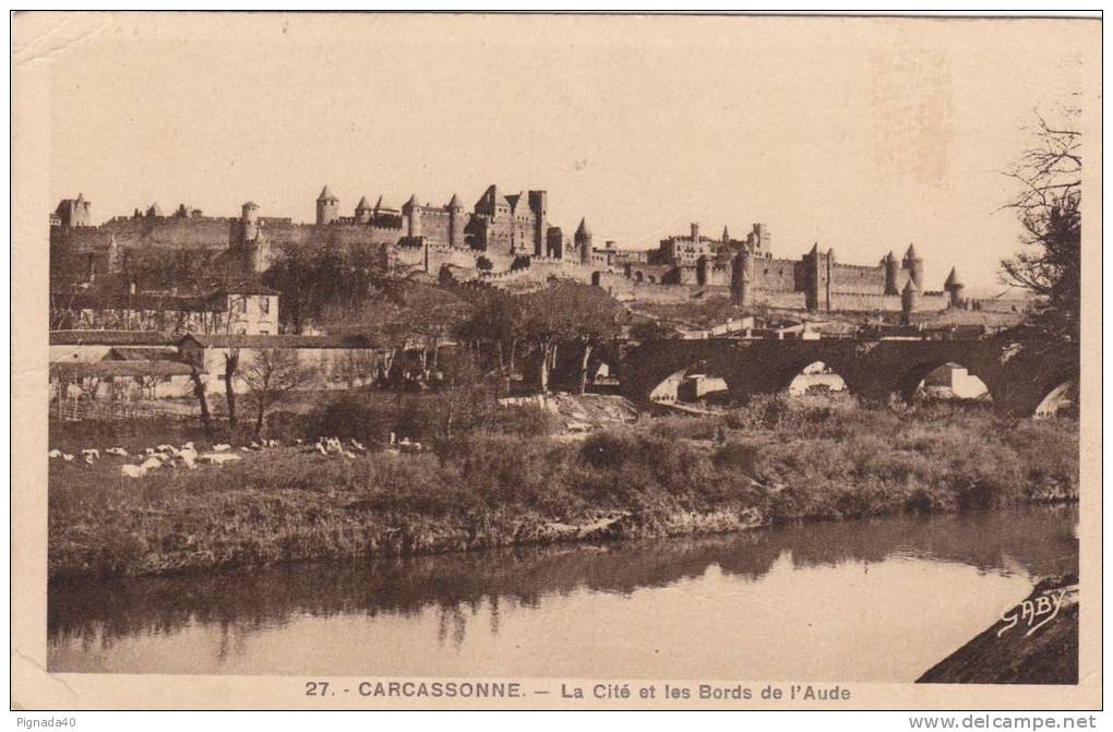 Cp , 11 , CARCASSONNE , La Cité Et Les Bords De L'Aude - Carcassonne