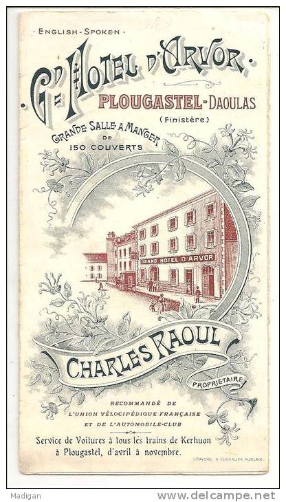 29 - Dépliant Grand Hôtel D´Arvor - Charles Raoul - Plougastel-Daoulas (Finistère) - Hotel Labels