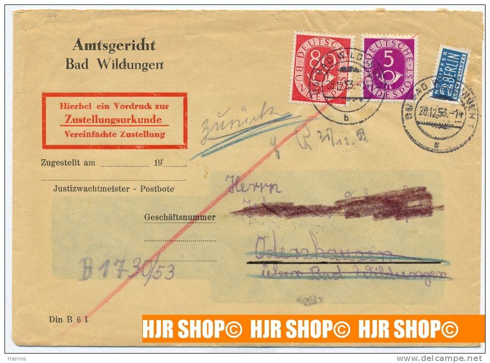 1951, MiNr. 137 MiF, MiNr. 125 Gest., Zuschlagmarke, Gest.Bad Wildungen 28.12.53 - Bad Wildungen