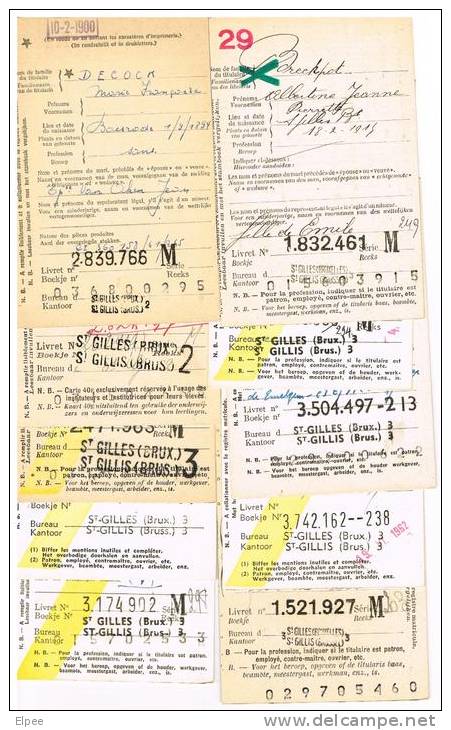 A032 -20 Cartes D´ouverture De Livrets D´épargne Avec Griffe Des Différents Bureaux De Saint-Gilles (toutes Différentes) - Griffes Linéaires