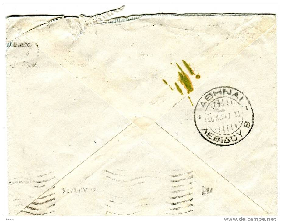 Greece- Cover Posted By Aviation Minister From Thessaloniki [19.12.1947, Trans.20.12, Arr.21.12 Type XXII] To Athens - Maximum Cards & Covers