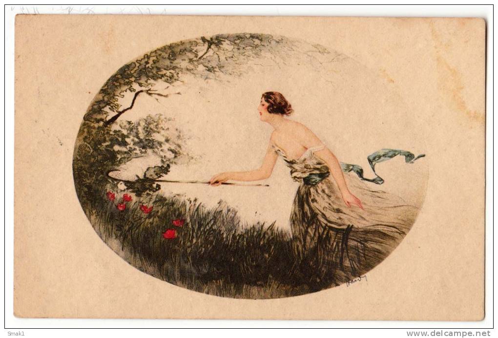 ILLUSTRATORS F. HARDY ITALY ART DECO A LADY Nr. 1787 OLD POSTCARD 1927. - Hardy, Florence
